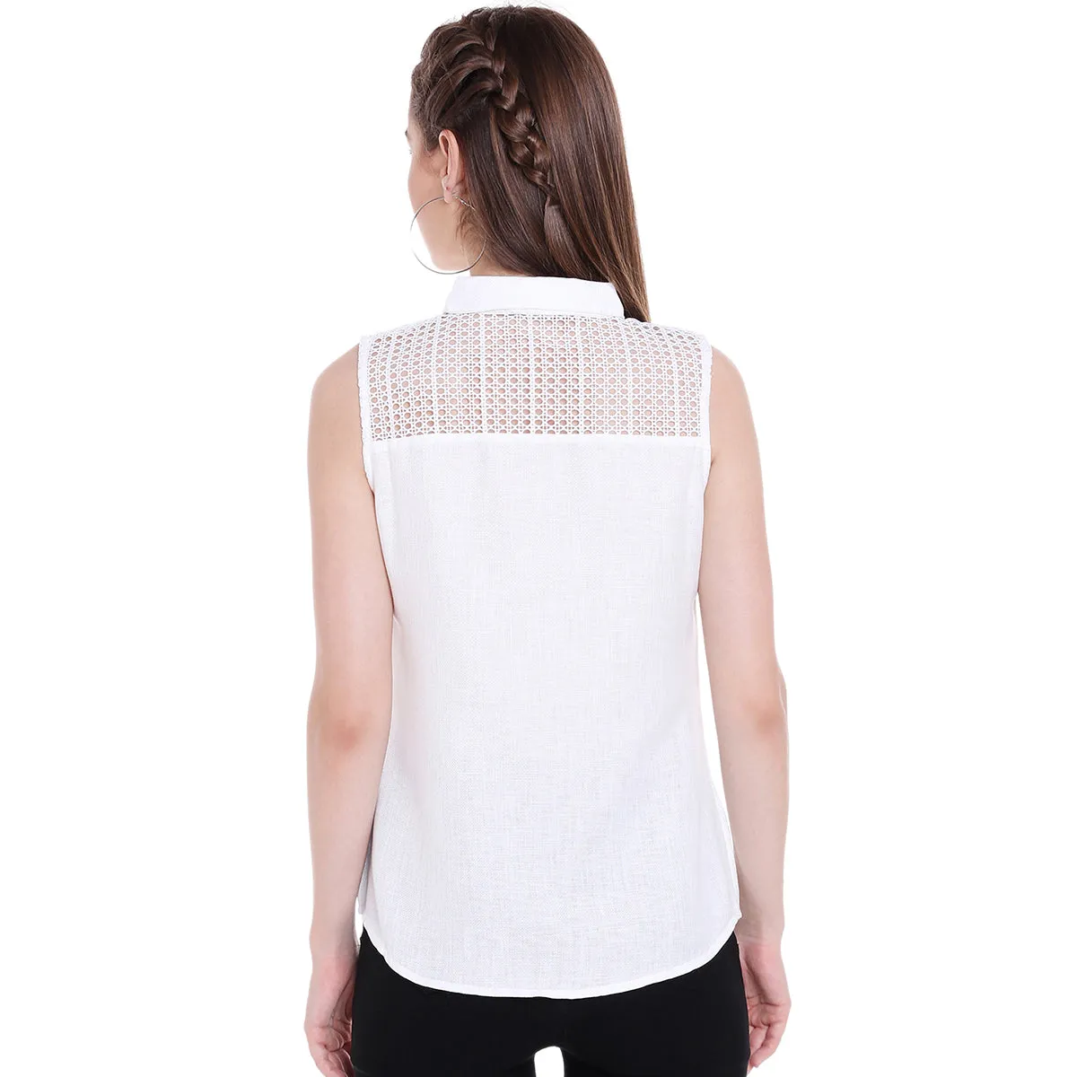 Cream Net Top