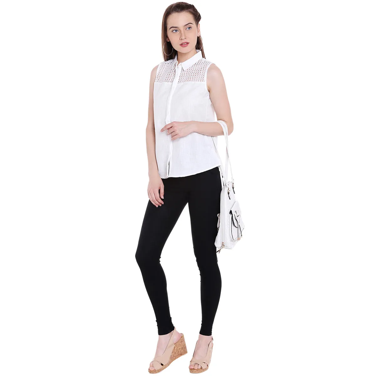 Cream Net Top