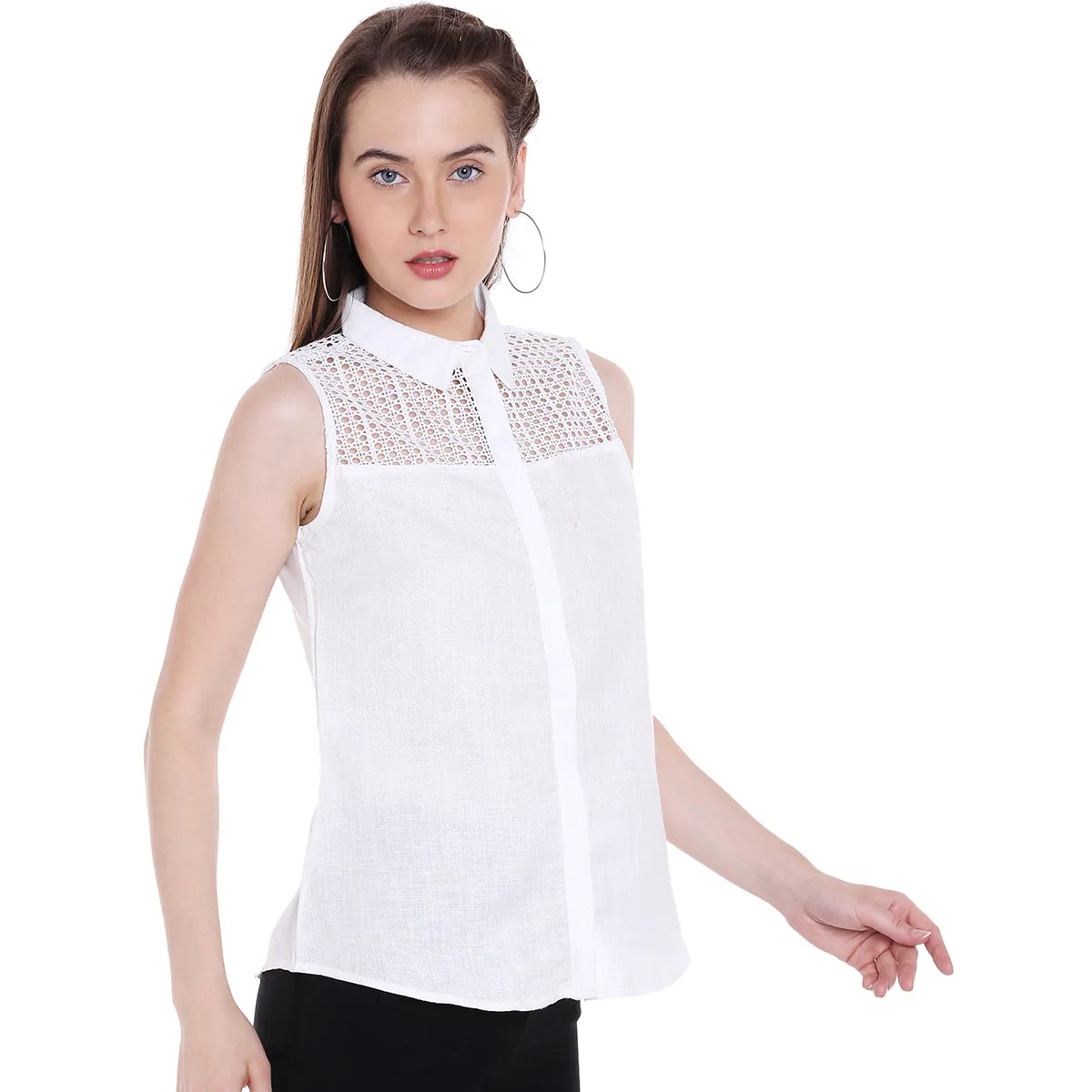 Cream Net Top