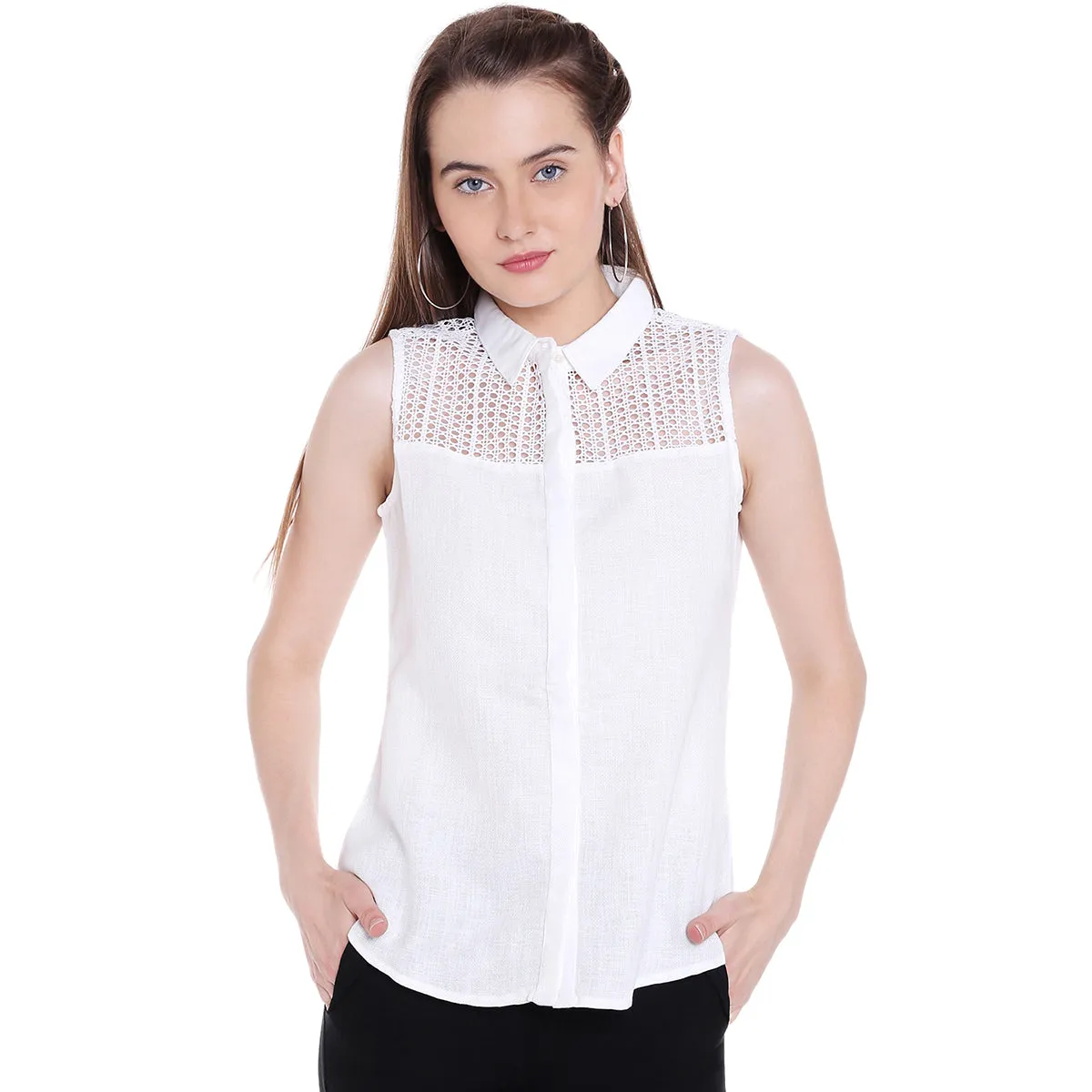 Cream Net Top