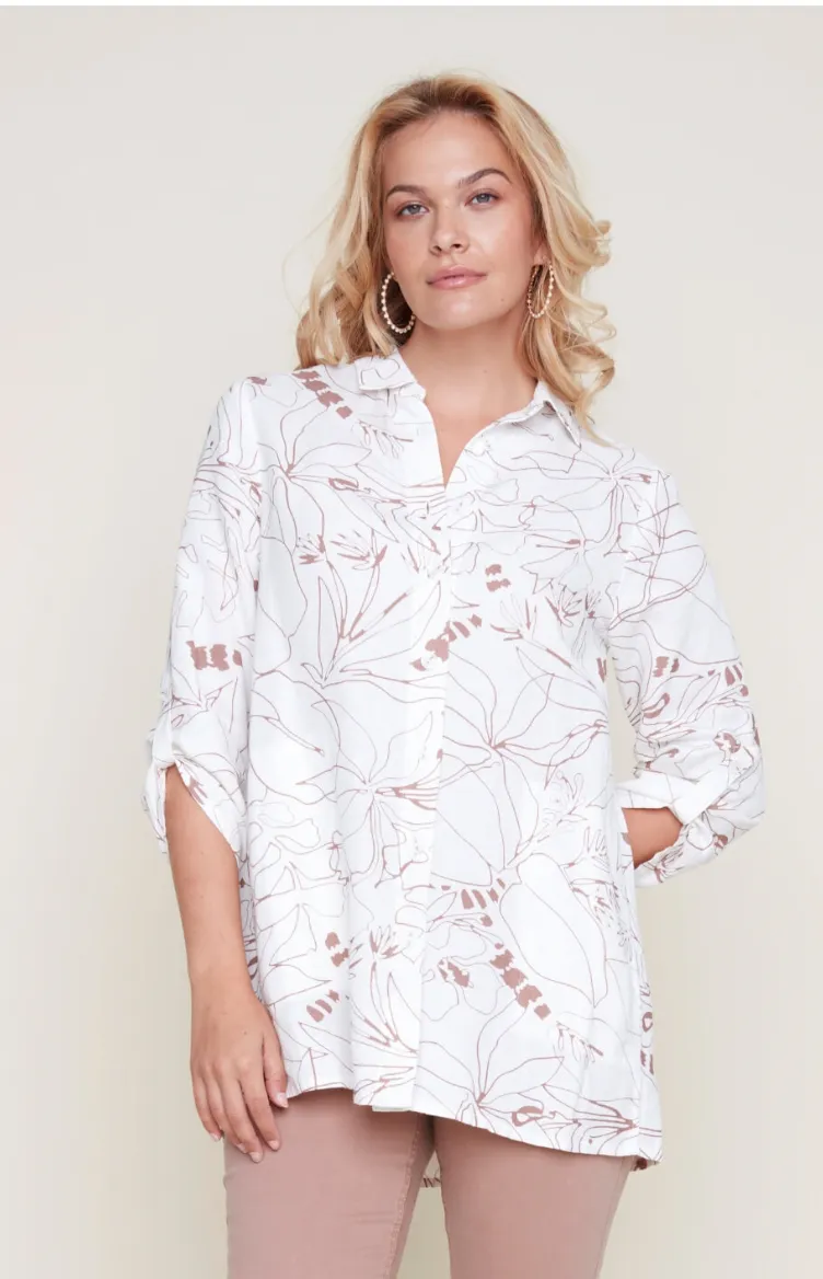 Creme Combo Linen Blouse