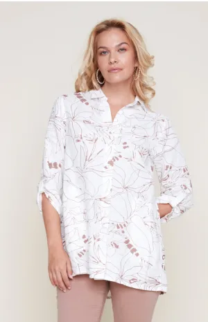 Creme Combo Linen Blouse