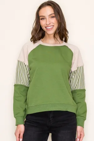 Crew Neck Long Sleeve Top- Green
