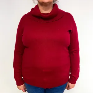 Crimson Red Cashmere Cowl Neck Jumper Extra Large