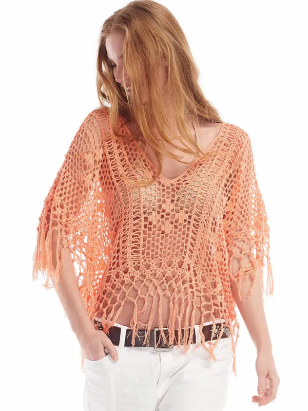 Crochet Fringe Poncho Top