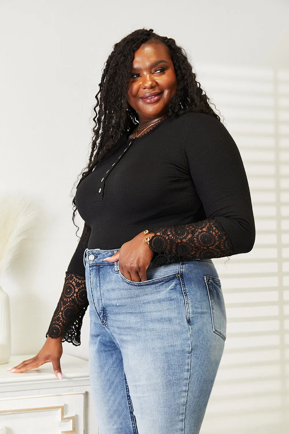 Crochet Lace Sleeve Top