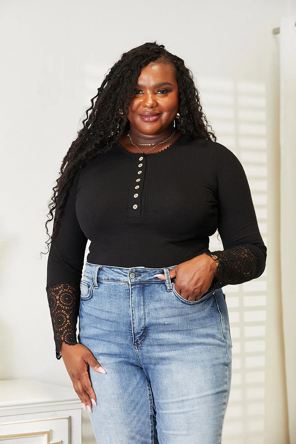 Crochet Lace Sleeve Top