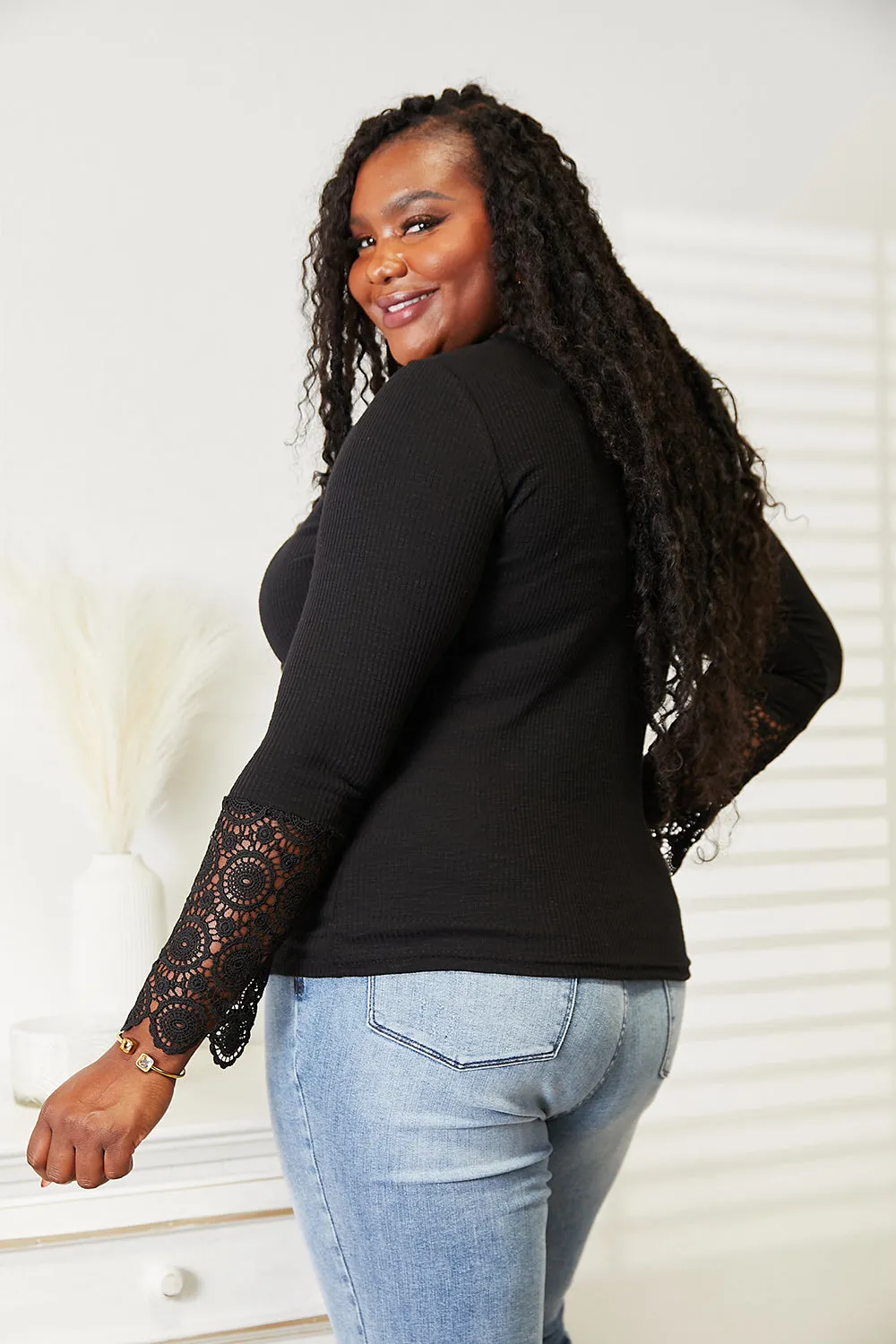 Crochet Lace Sleeve Top