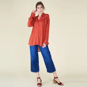 Crochet Trim Button Up Shirt