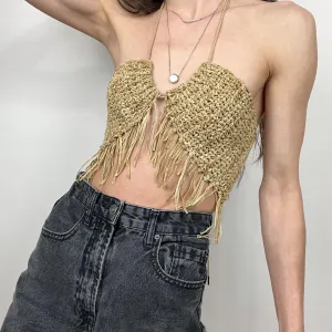 Crocheted Fringe Tube Top