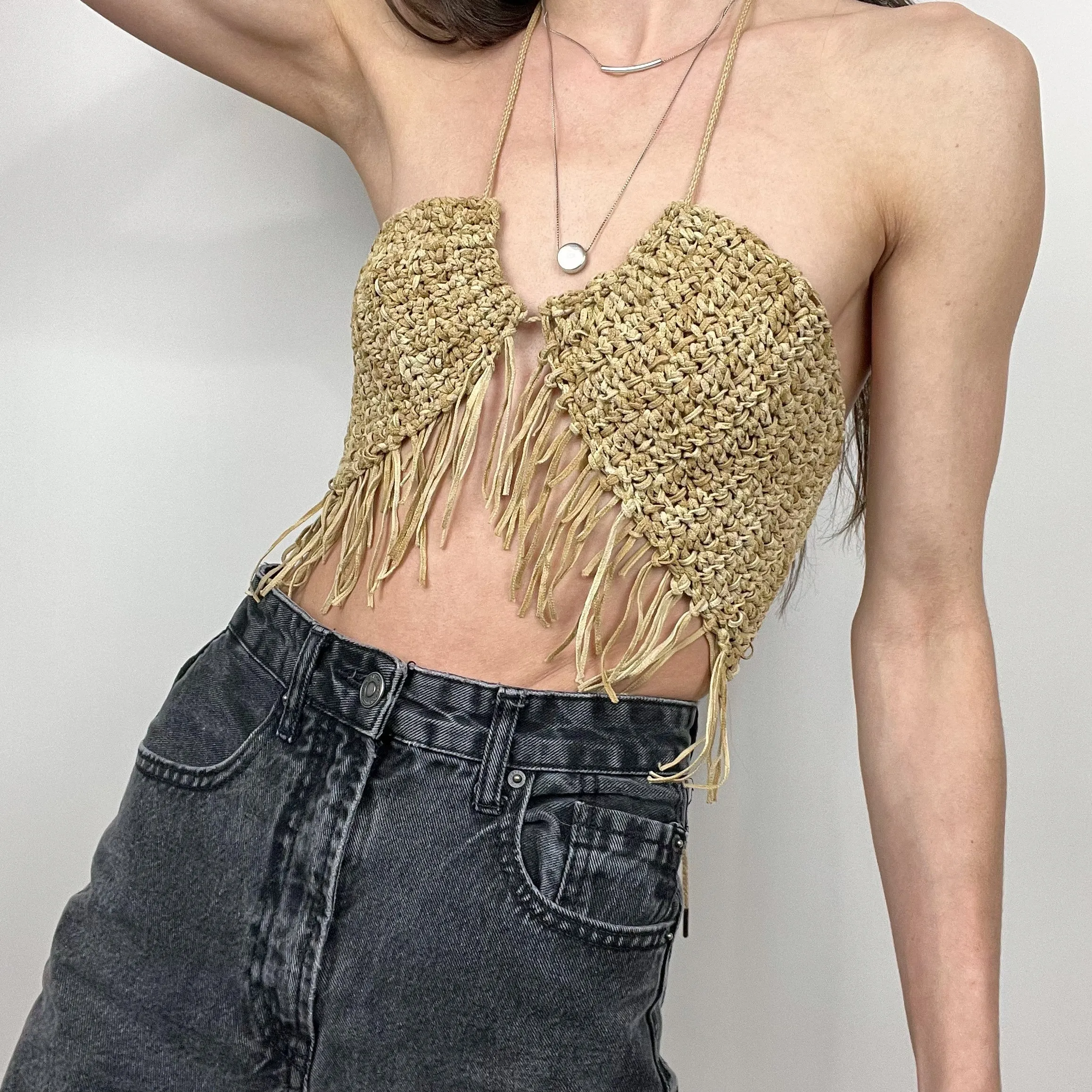 Crocheted Fringe Tube Top