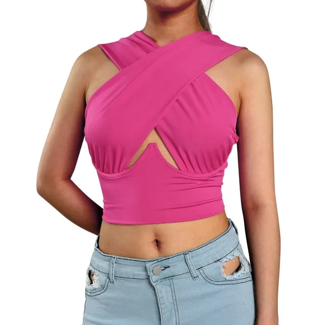 Cross Front Halter Top