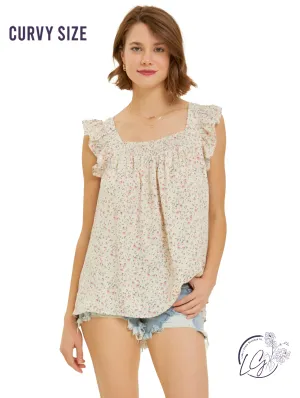 Curvy Blossoming  Ruffle Blouse