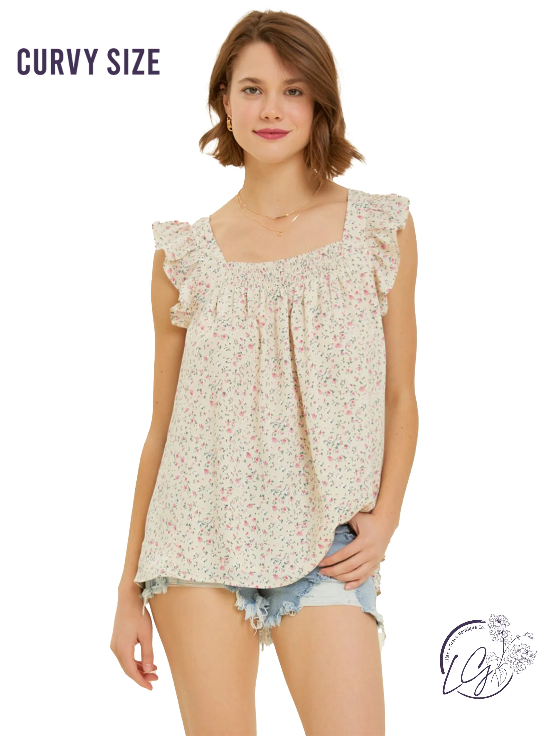 Curvy Blossoming  Ruffle Blouse