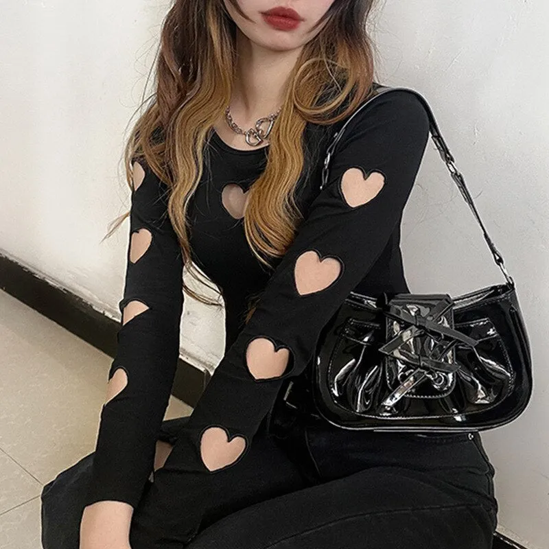 Cute Heart Cuts Crop Top