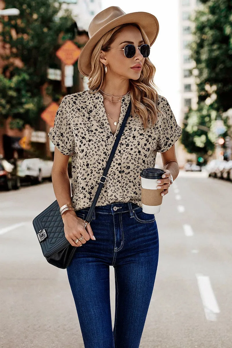 Dainty Bloom Vneck Blouse