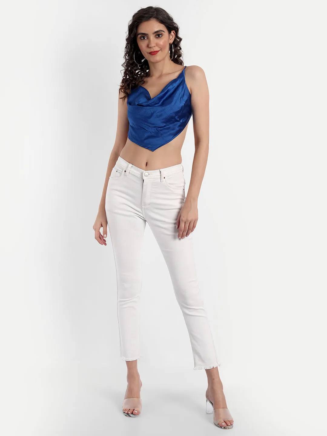 Dainty Satin Top Blue