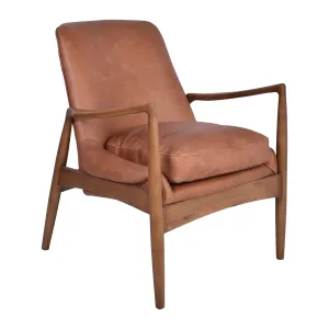 Danish Armchair in Distressed Toffee Leather