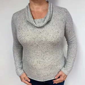 Dapple Grey Cashmere Cowl Neck Jumper Large