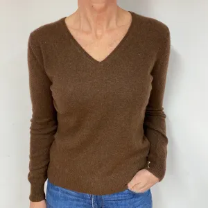 Dark Chocolate Cashmere V-Neck Jumper