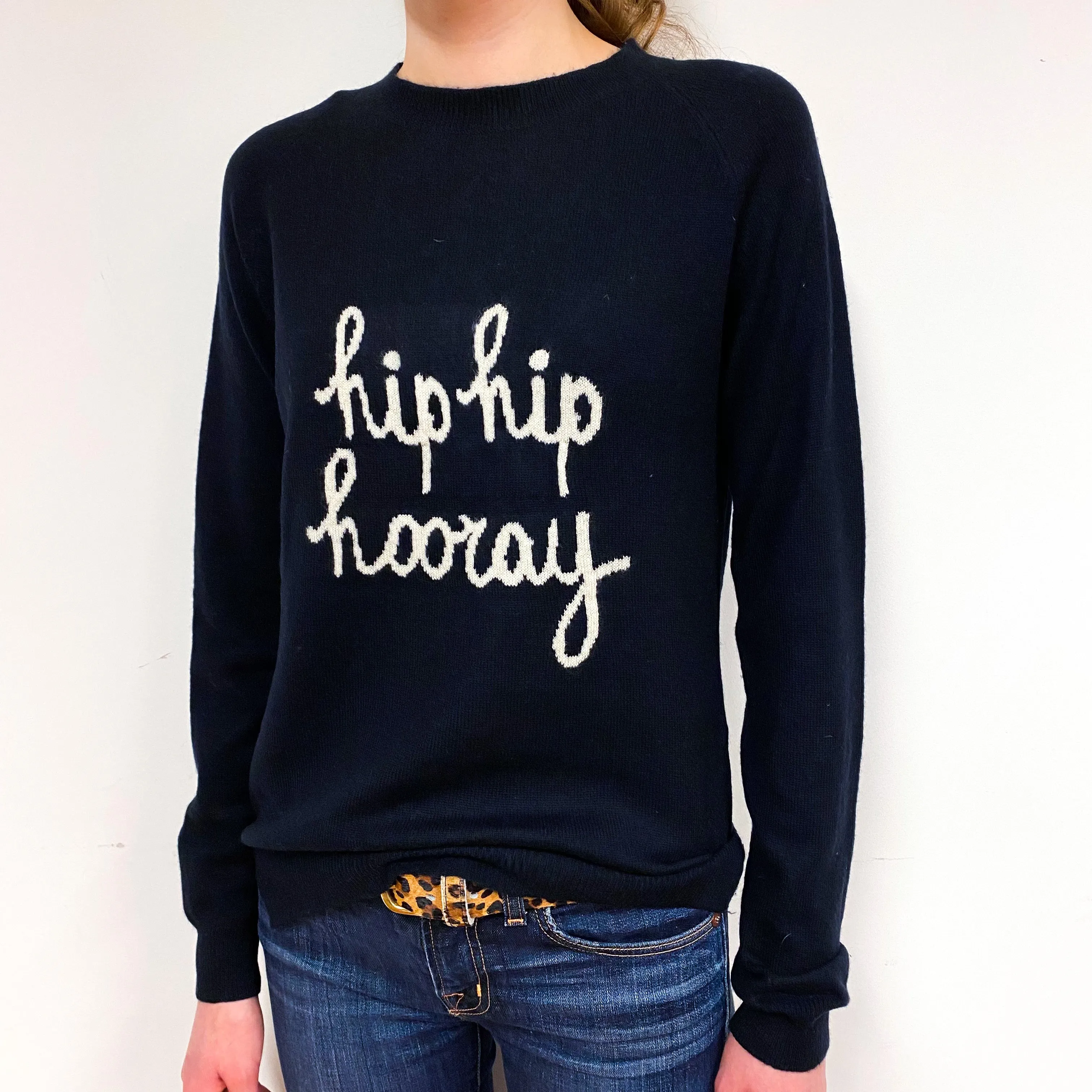 Dark Navy Celebration Cashmere Crew Neck Jumper Extra Small
