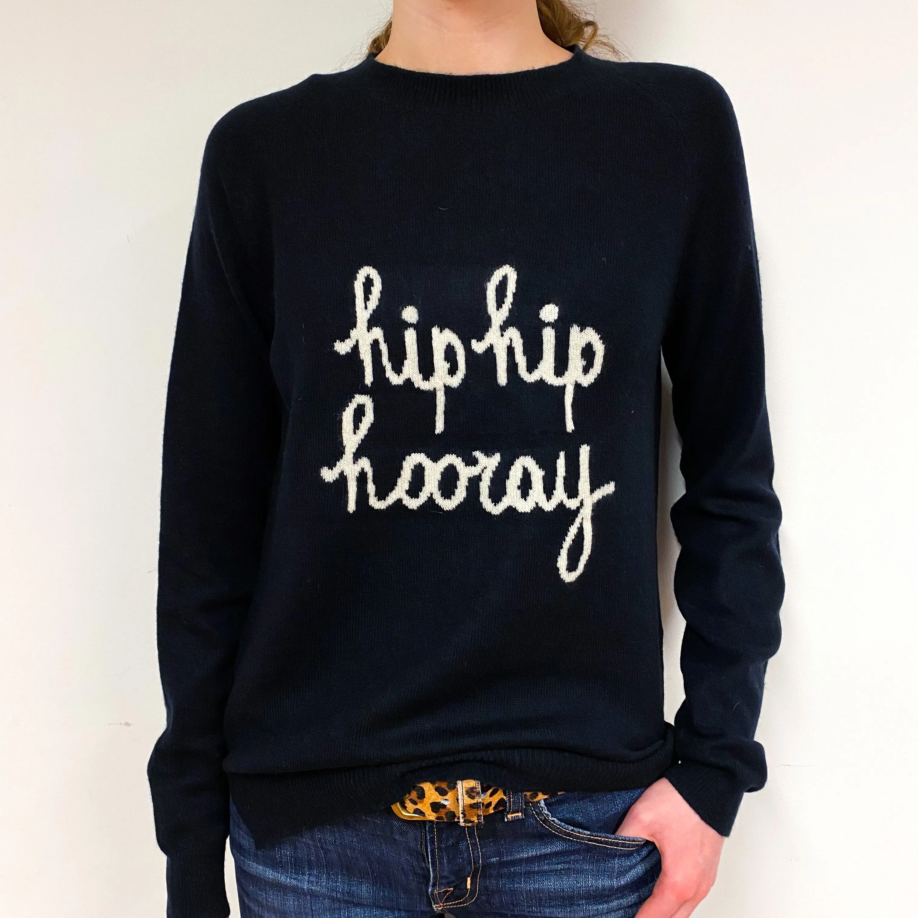 Dark Navy Celebration Cashmere Crew Neck Jumper Extra Small