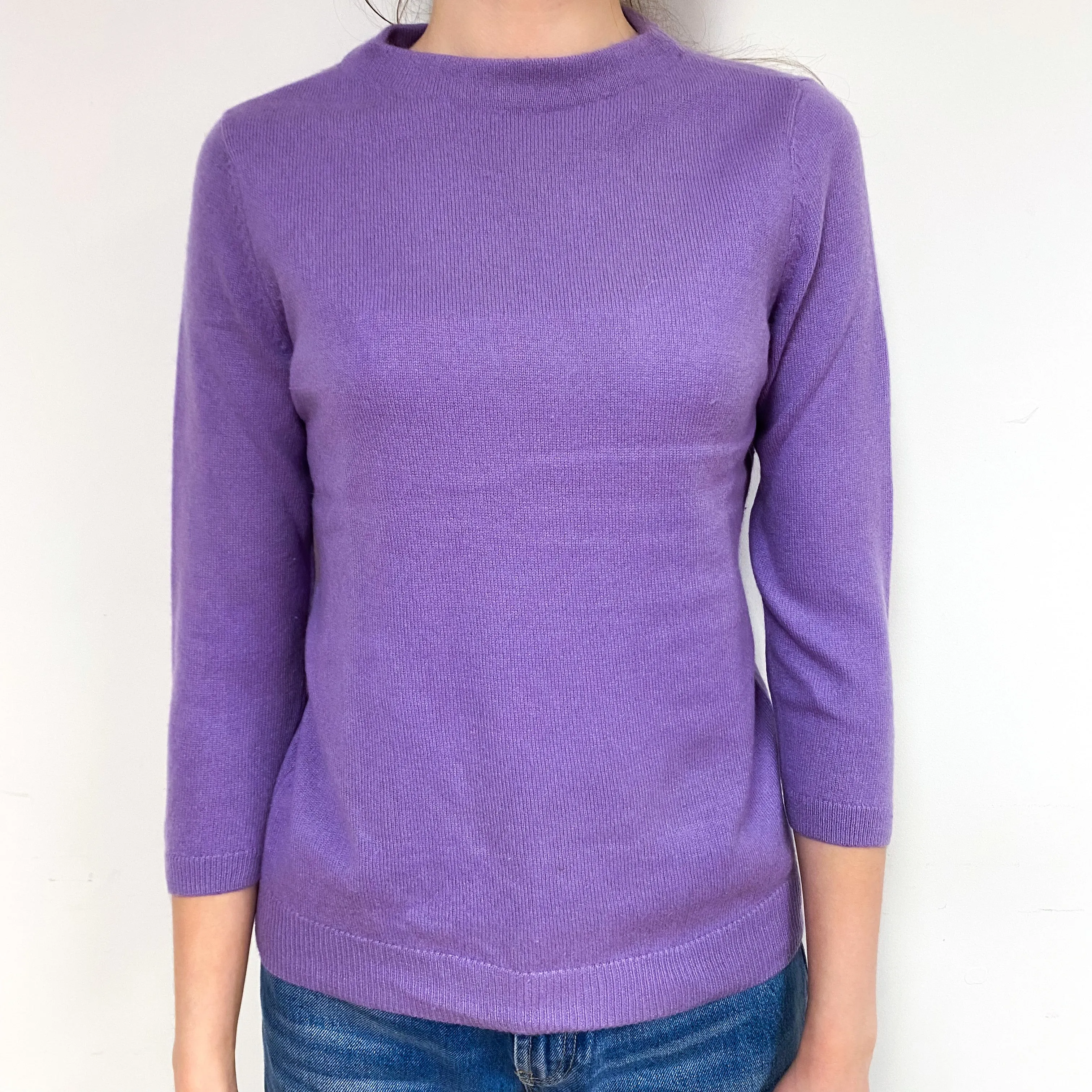 Deep Lilac Purple Cashmere Crew Neck Jumper Extra Small