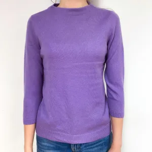Deep Lilac Purple Cashmere Crew Neck Jumper Extra Small