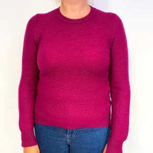 Deep Magenta Pink Cashmere Crew Neck Jumper Large