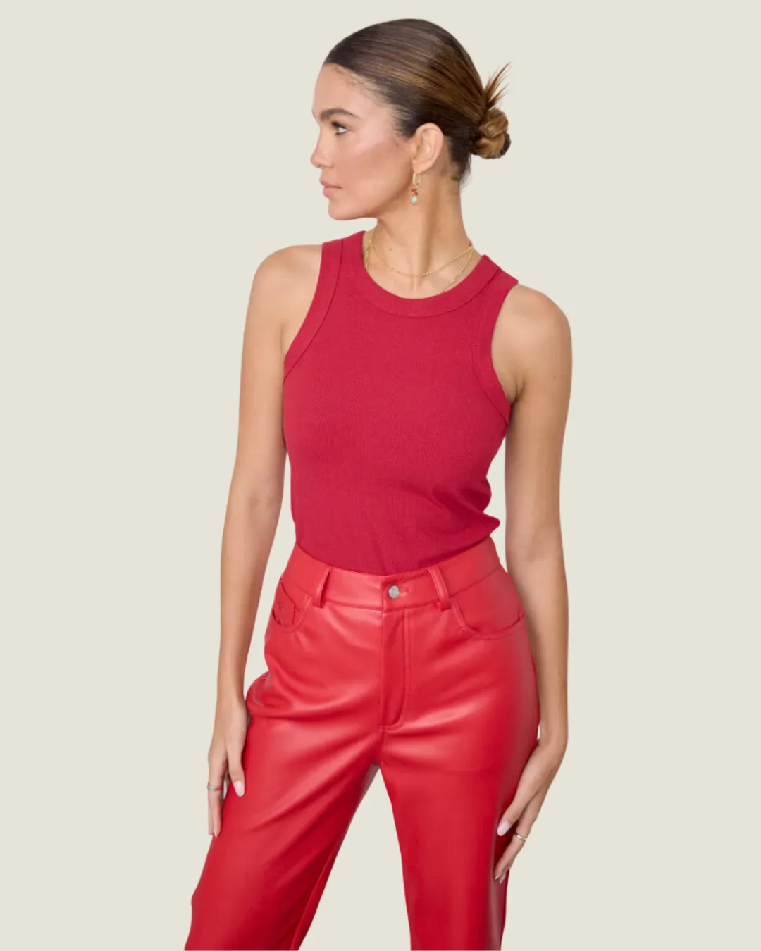 Deep Red Rib Tank Top
