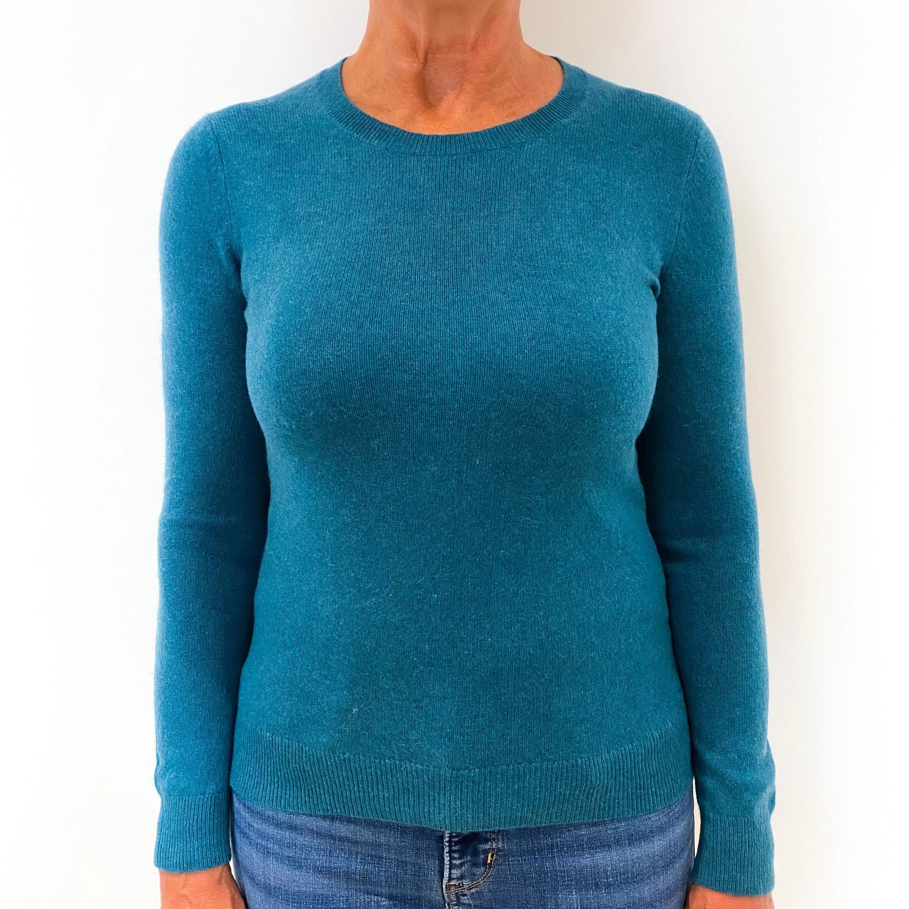 Deep Sea Green Cashmere Crew Neck Jumper Medium