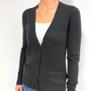 Deep Slate Grey Cashmere Cardigan Medium