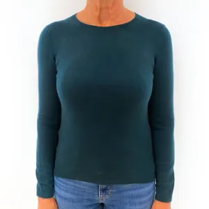 Deep Teal Green Cashmere Crew Neck Jumper Medium