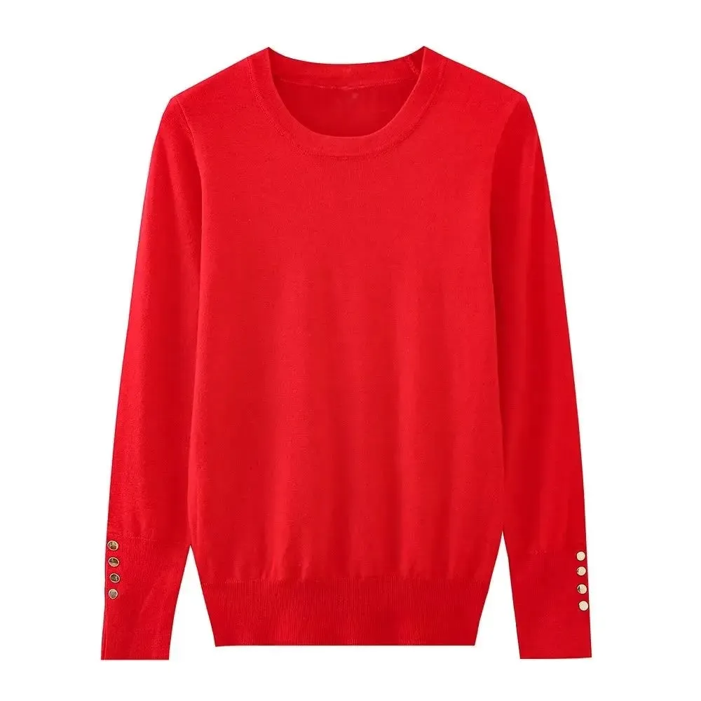 Delia Basic Long Sleeve Basic Knit Sweater
