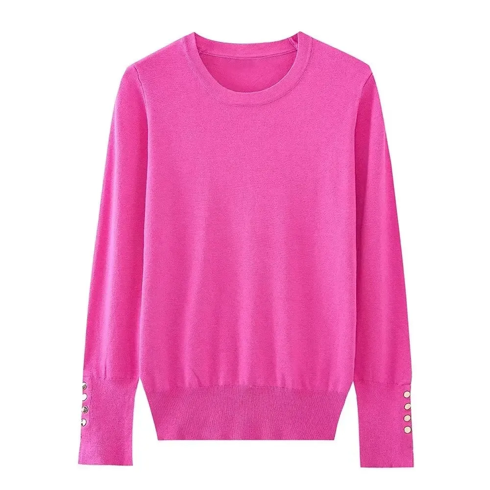 Delia Basic Long Sleeve Basic Knit Sweater