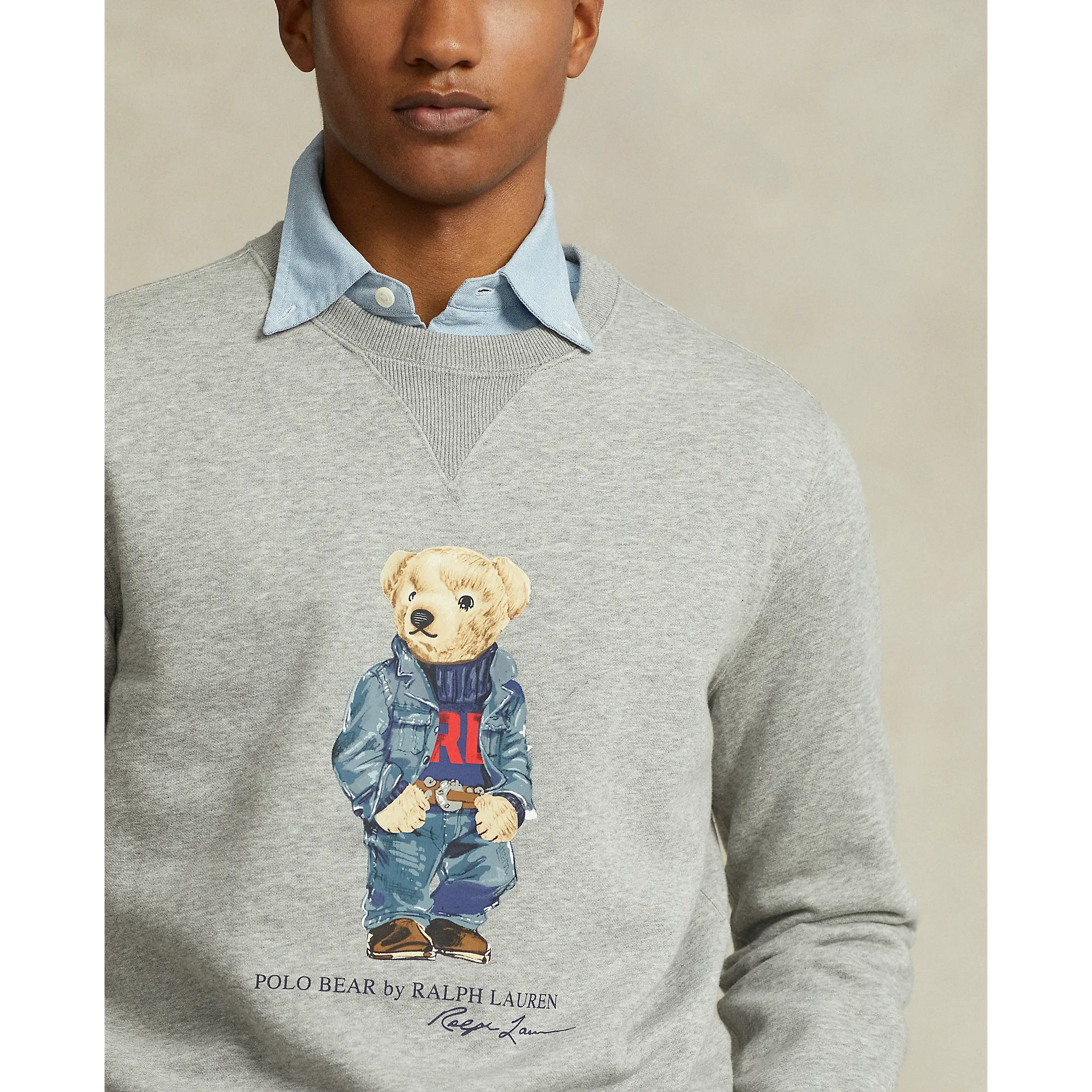 Denim Bear Crewneck - Andover Heather