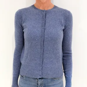 Denim Blue Cashmere Crew Neck Cardigan Small