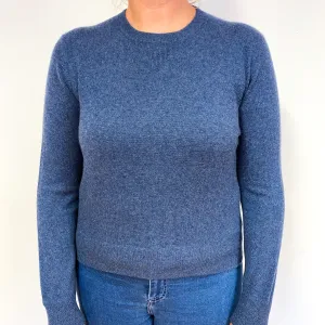 Denim Blue Sweatshirt Style Cashmere Crew Neck Jumper Large