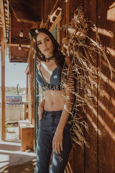 DENIM BRA GRAPHIC ELASTIC BAND