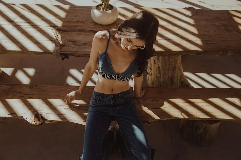 DENIM BRA GRAPHIC ELASTIC BAND
