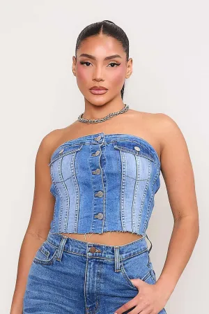 Denim Button Corset