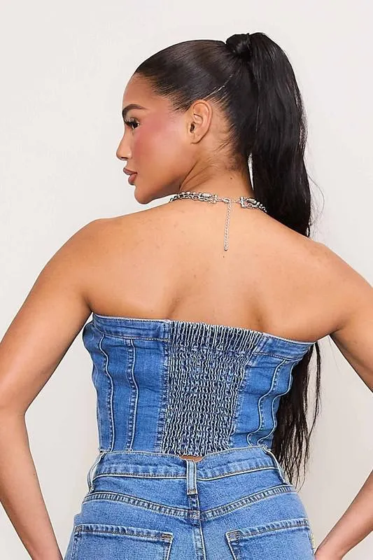 Denim Button Corset