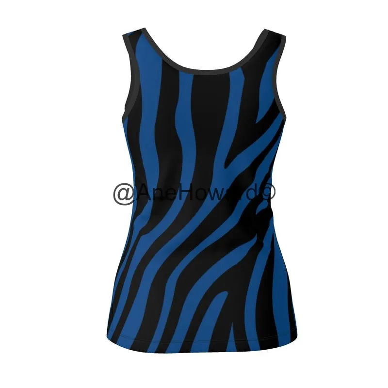 Designer Tank Tops Blue Zebra