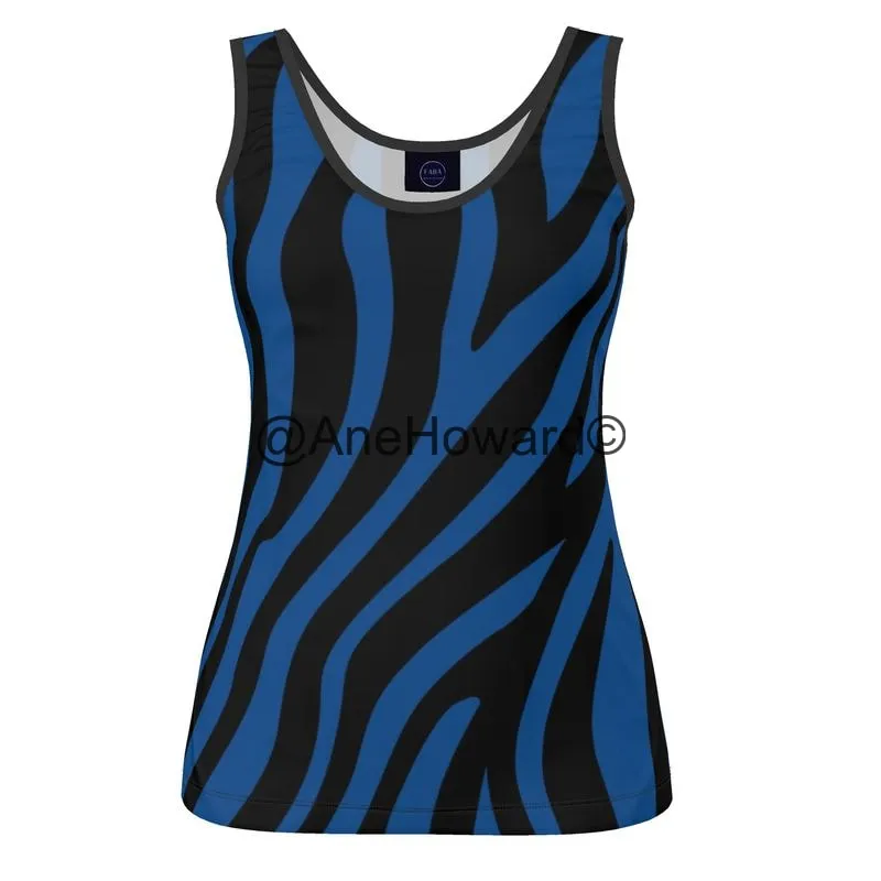 Designer Tank Tops Blue Zebra