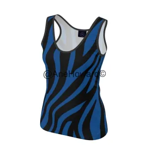 Designer Tank Tops Blue Zebra