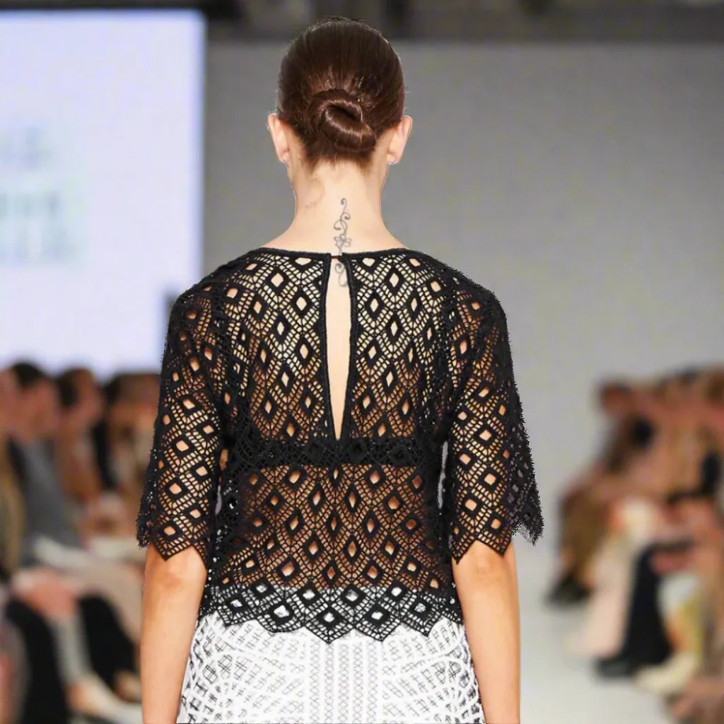 Diamond Shaped Embroidered Crop Top