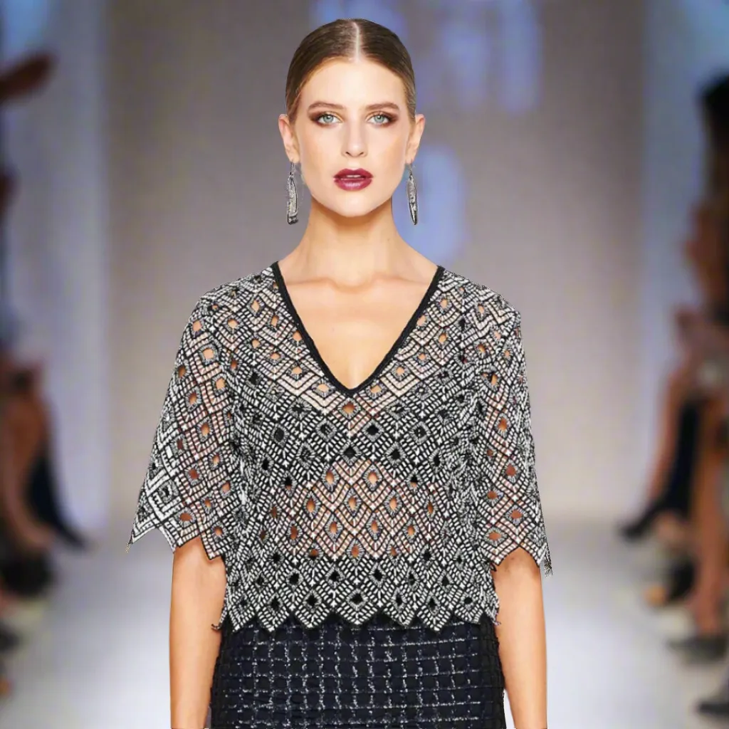 Diamond Shaped Embroidered Crop Top