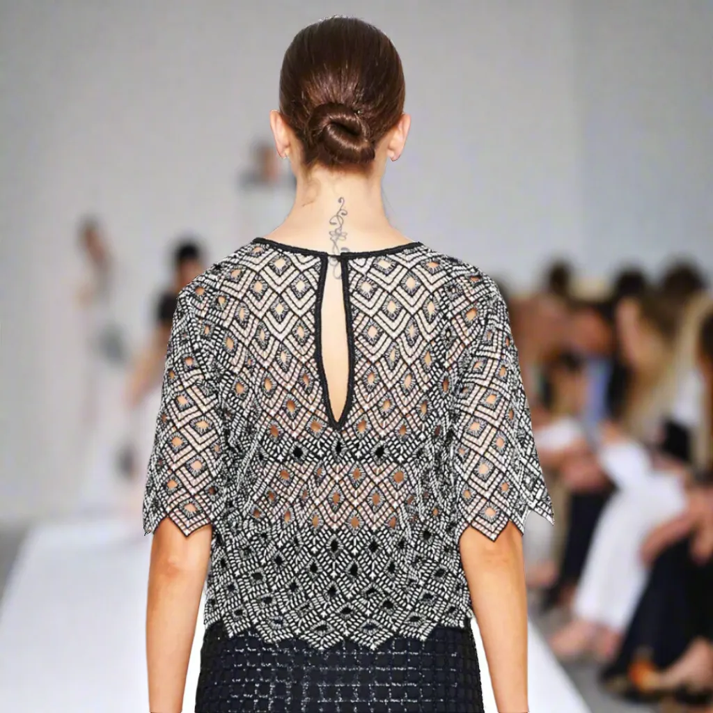 Diamond Shaped Embroidered Crop Top