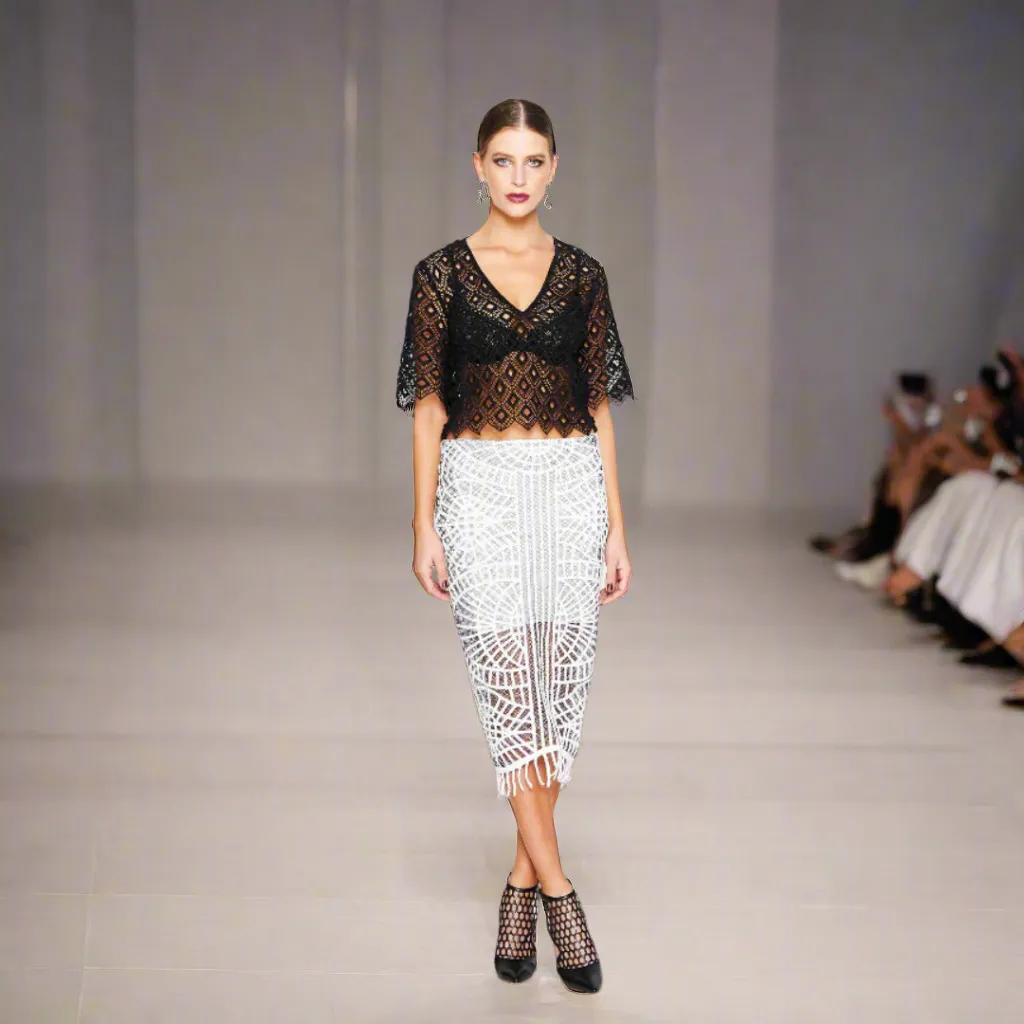 Diamond Shaped Embroidered Crop Top
