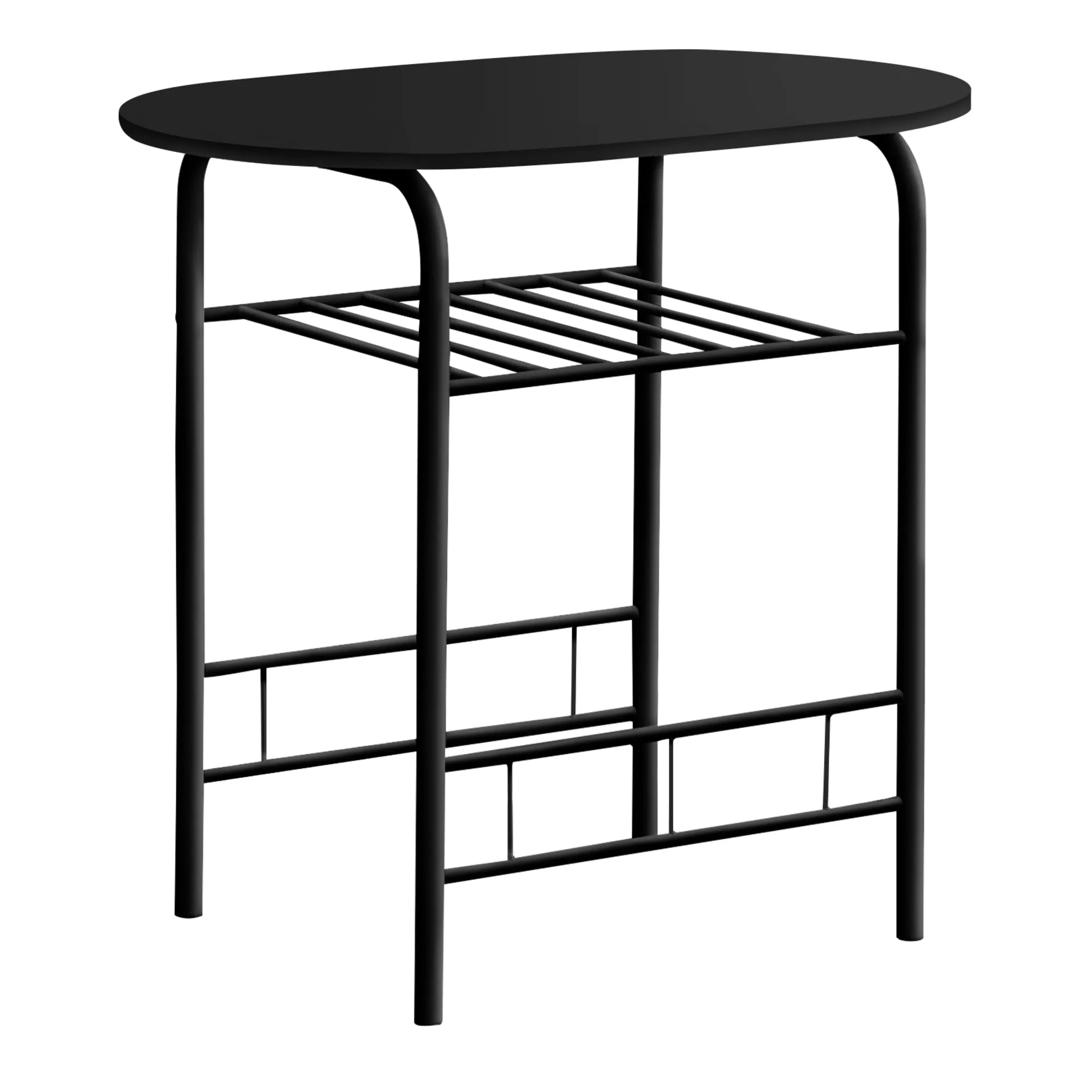 Dining Set - 3Pcs Set / Black Top / Black Metal